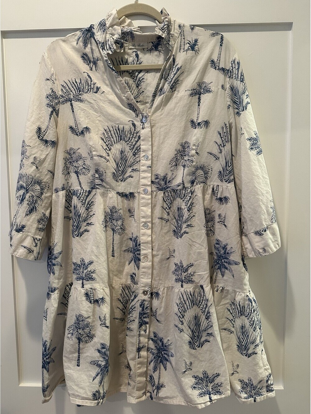 Be Boho Women’s Blue & White Tropical Cover Up Size Large